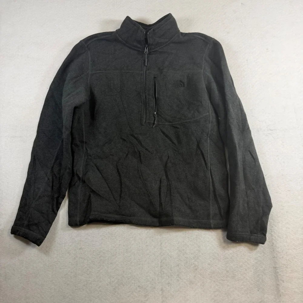 The North Face Mens Quarter Zip Fleece Pullover Gray Mock Neck Jacket Size M